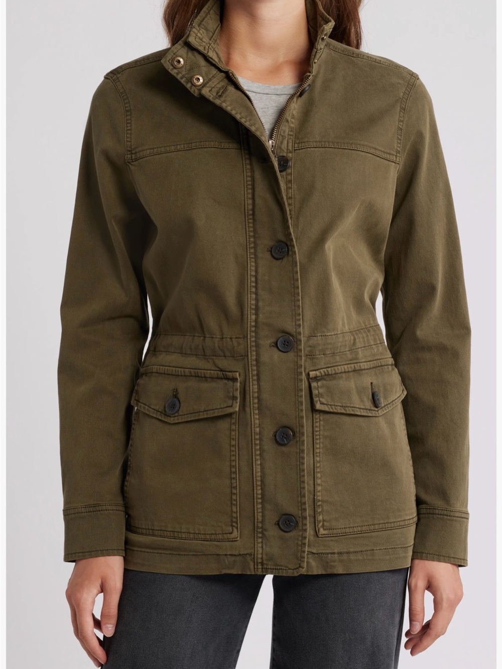 Lucky Brand Olive Utility Jacket with Button Front